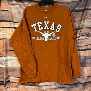 Nike Long Sleeve T-Shirt Men's Orange L Cotton Texas 2005 National Champions